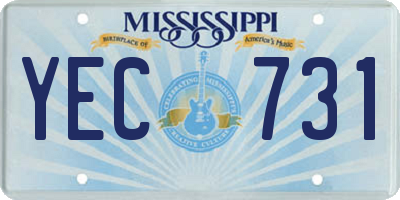 MS license plate YEC731