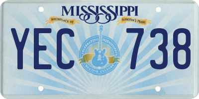 MS license plate YEC738
