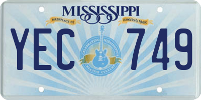 MS license plate YEC749