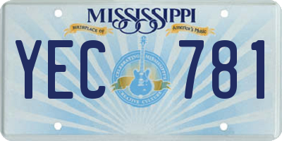 MS license plate YEC781