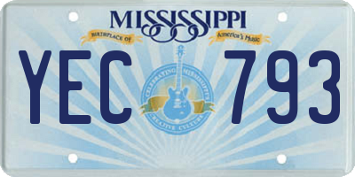 MS license plate YEC793