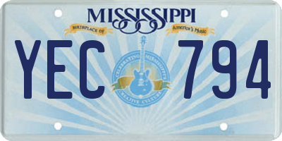 MS license plate YEC794
