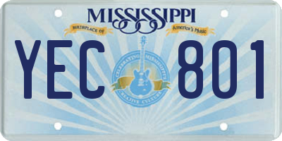 MS license plate YEC801