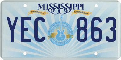 MS license plate YEC863