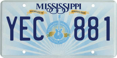 MS license plate YEC881