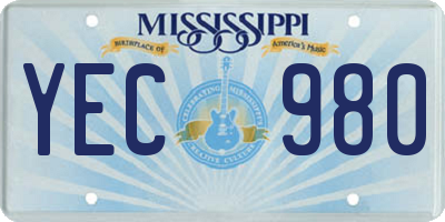 MS license plate YEC980