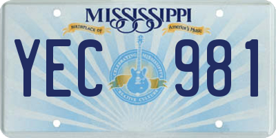 MS license plate YEC981