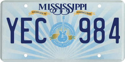MS license plate YEC984