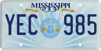 MS license plate YEC985