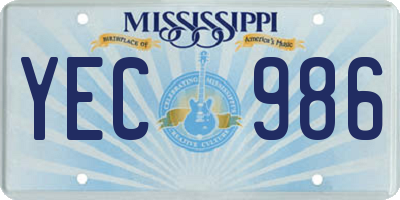 MS license plate YEC986