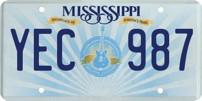 MS license plate YEC987