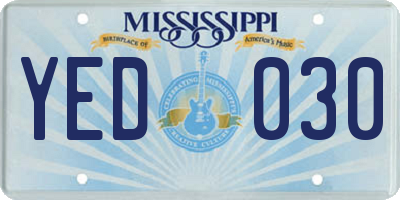 MS license plate YED030