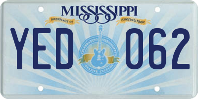 MS license plate YED062