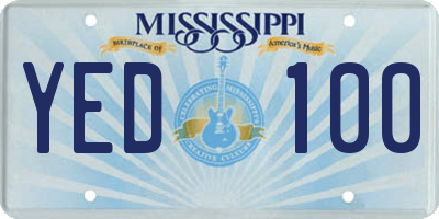 MS license plate YED100