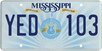 MS license plate YED103
