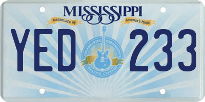 MS license plate YED233