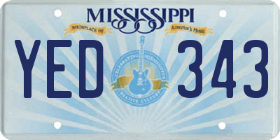 MS license plate YED343