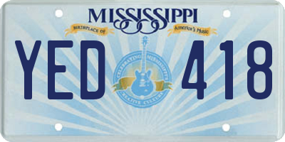 MS license plate YED418