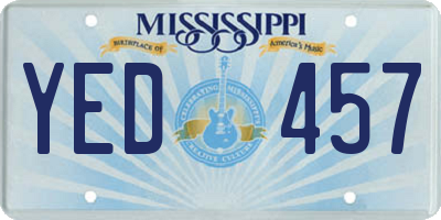 MS license plate YED457