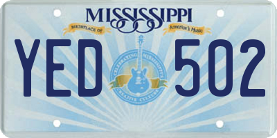 MS license plate YED502