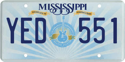 MS license plate YED551