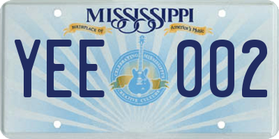 MS license plate YEE002