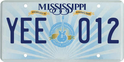 MS license plate YEE012