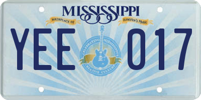 MS license plate YEE017
