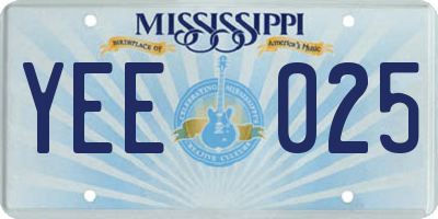 MS license plate YEE025