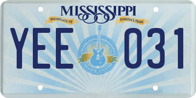 MS license plate YEE031