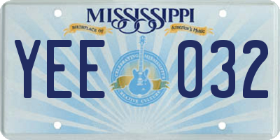 MS license plate YEE032