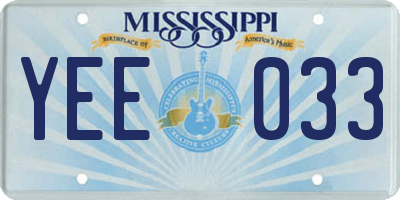 MS license plate YEE033