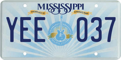 MS license plate YEE037