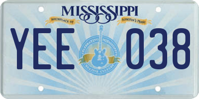MS license plate YEE038