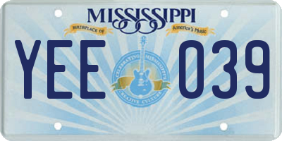 MS license plate YEE039