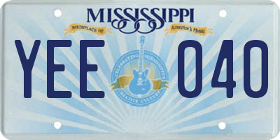 MS license plate YEE040