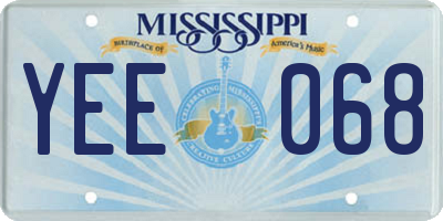 MS license plate YEE068