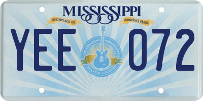 MS license plate YEE072