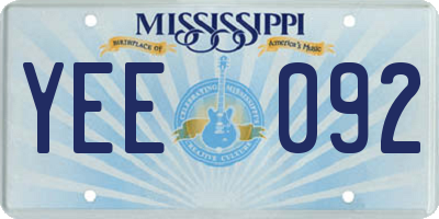 MS license plate YEE092