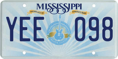 MS license plate YEE098