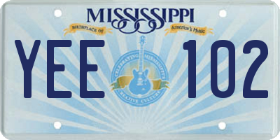 MS license plate YEE102