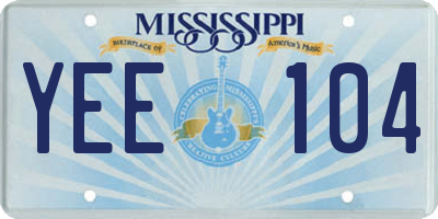 MS license plate YEE104