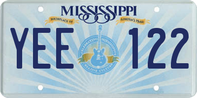 MS license plate YEE122