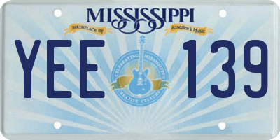 MS license plate YEE139