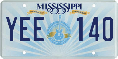 MS license plate YEE140