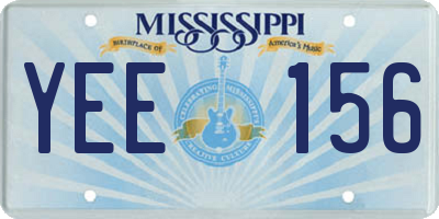 MS license plate YEE156