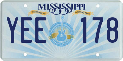 MS license plate YEE178