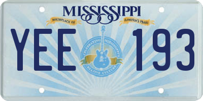 MS license plate YEE193