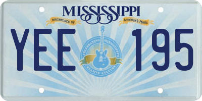 MS license plate YEE195