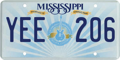 MS license plate YEE206